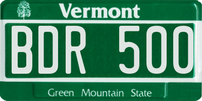 VT license plate BDR500
