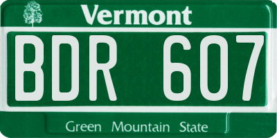 VT license plate BDR607