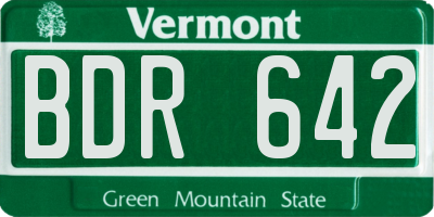 VT license plate BDR642