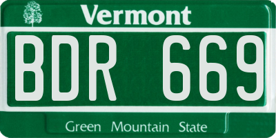 VT license plate BDR669