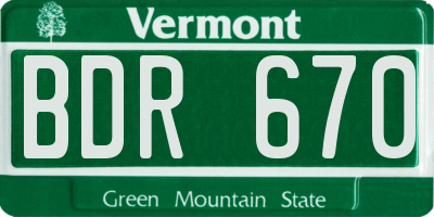 VT license plate BDR670