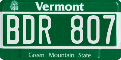 VT license plate BDR807