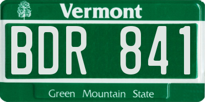 VT license plate BDR841