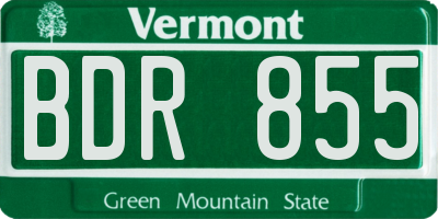 VT license plate BDR855