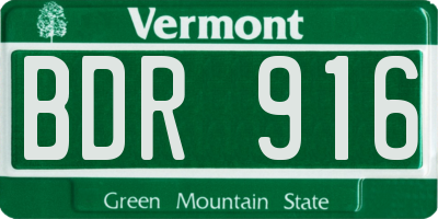 VT license plate BDR916
