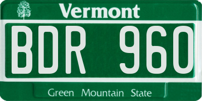 VT license plate BDR960