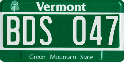 VT license plate BDS047