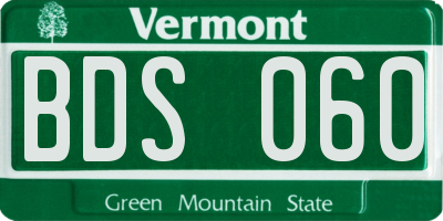VT license plate BDS060