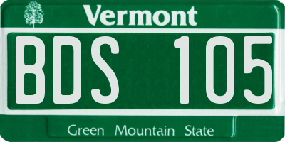 VT license plate BDS105
