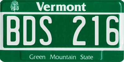 VT license plate BDS216