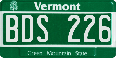 VT license plate BDS226