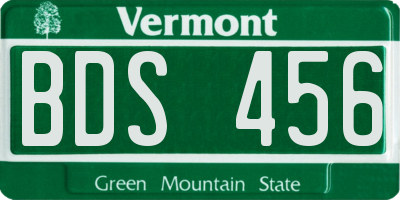 VT license plate BDS456