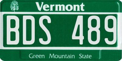 VT license plate BDS489