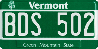 VT license plate BDS502