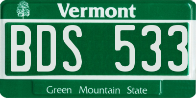 VT license plate BDS533