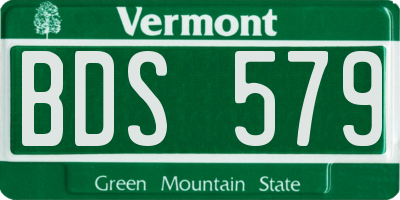 VT license plate BDS579