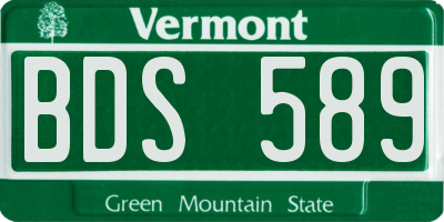 VT license plate BDS589