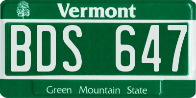 VT license plate BDS647