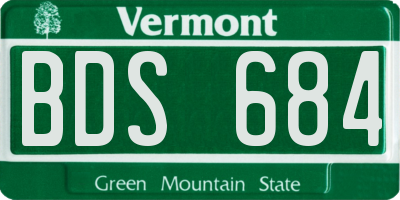 VT license plate BDS684