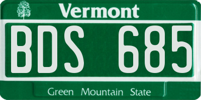 VT license plate BDS685