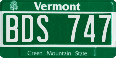 VT license plate BDS747