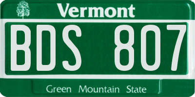 VT license plate BDS807