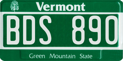 VT license plate BDS890