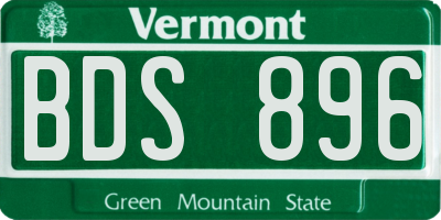 VT license plate BDS896