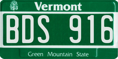 VT license plate BDS916