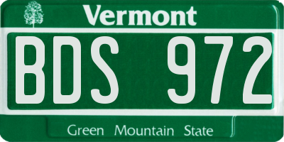 VT license plate BDS972