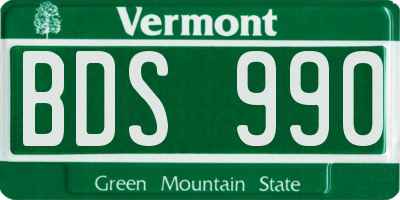 VT license plate BDS990