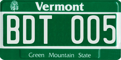 VT license plate BDT005