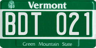 VT license plate BDT021