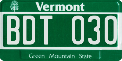 VT license plate BDT030