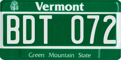 VT license plate BDT072