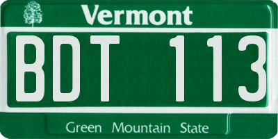 VT license plate BDT113