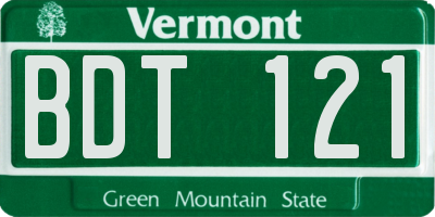 VT license plate BDT121