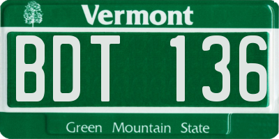 VT license plate BDT136