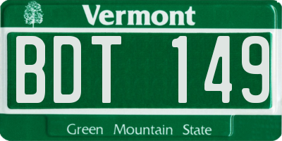 VT license plate BDT149