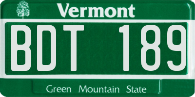 VT license plate BDT189