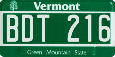 VT license plate BDT216
