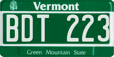 VT license plate BDT223