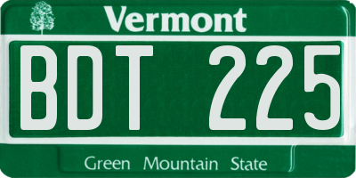 VT license plate BDT225