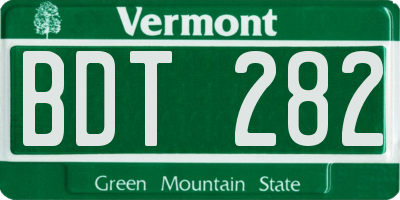 VT license plate BDT282