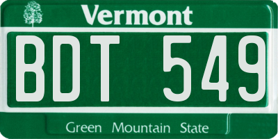 VT license plate BDT549