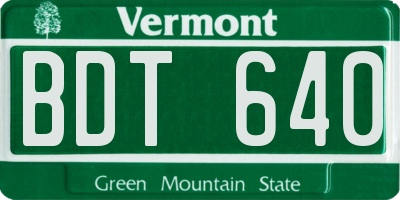 VT license plate BDT640
