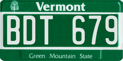 VT license plate BDT679