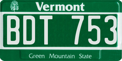 VT license plate BDT753