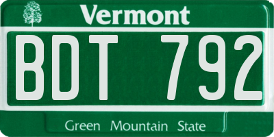 VT license plate BDT792