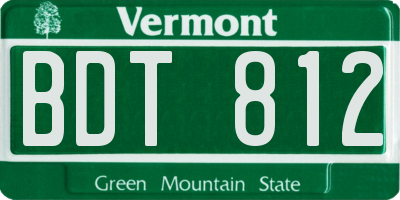 VT license plate BDT812